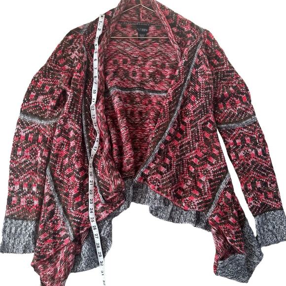 Daytrip Womens Knit Cardigan Sweater Sz Small Asymmetric Red Green - Picture 3 of 5